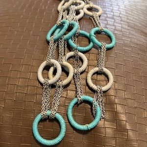 Silver-gray-turquoise colored necklace